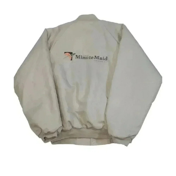 Vintage Graphic Minute Maid Company Varsity Jacket Beige Auburndale made in usa